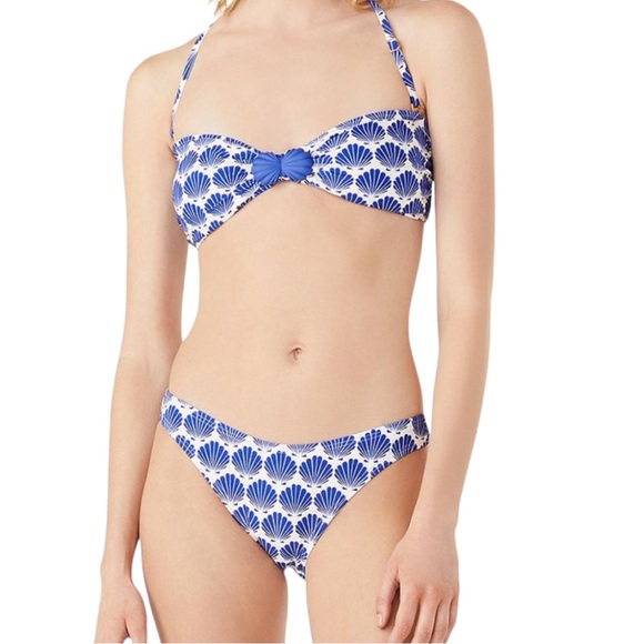 kate spade Other - Kate Spade New York Women’s Shell Print Bandeau Blueberry Bikini Top & Bottom L